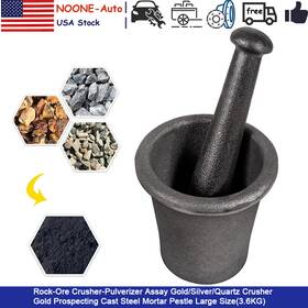 Noqp895 No-auto Cast Iron Mortar Pestle Tool Rock-ore Crusher-assay-gold-pulverizer-quart-silver