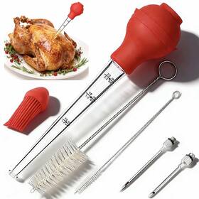 Novahf Nv061 Turkey Baster 3.5oz Portable Bbq Marinade Injector Kit Meat Syring