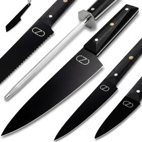 Knife5m Novaware 5 Pc Kitchen Knife Set Ultra Sharp 60 Hrc Chef Sets Blac