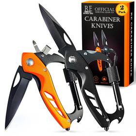 Osg-1 Official Survival Gear 2-pack Outdoor Carabiner Multitool Knife Edc Pocket Surviva