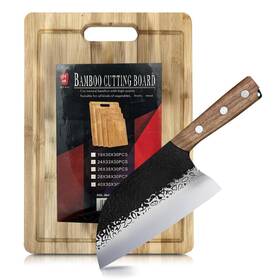 030125 Olm Jhon 7.75-inch Cleaver Knife With Cutting Board Ultra Sharp High Carbon Stainless