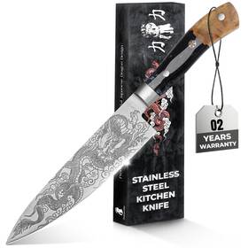 Onegauntlet 199284996779 8 Inch Chef Knife - Stainless Steel Sharp Kitchen Ergonomic Cooking K