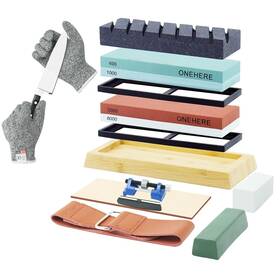 Onehere 606267169629 Knife Sharpening Stone Set 4 Side Grit 400/1000 3000/8000 Whetstone