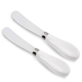 Ontube 444696250365 Butter Knife Set Of 2 Stainless Steel Blade With Porcelain Handle Bi