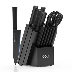 Oou 15 Kitchen Knife Block Set - Pieces High Carbon Stainless Steel Blo