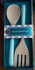 Org0917-f Modern Expressions Salad Server Set Bamboo Lightteal Ceramic 049022997776
