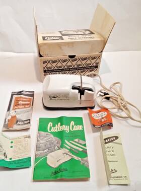 500s Oster Vintage Dual Wheel Electric Knife Sharpener Model W Box Pamphlets