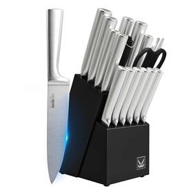 Ld-016-p Petalirs Knife Set 16 Pieces Kitchen With Wooden Block Chef