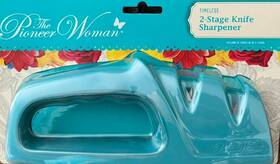 Pws242769314132 Pioneer Woman Knife Sharpener Timeless Dual Stage With Coarse And Fine Slots Teal