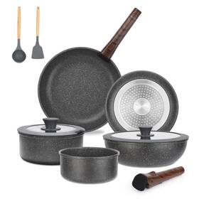 Hc2024-18g-c Pramedia 16pcs Pots And Pans With Removable Handles Customized Handle Adjus... Fast Ship