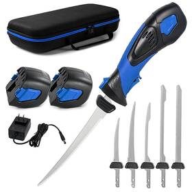 Ek24-bu Pratuor Cordless Electric Fillet Knife - 5 Ti-nitride Coated Non-stick Blades Ergono