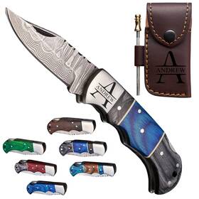 Princeton Craft Dmk-001 Personalized Handmade Damascus Pocket Knife - Folding Knives For Men With Woo