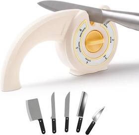 Puoposty 726084063723 6-in-1 Knife Sharpener With Rotary Knob Multi-use For Kitchen Knives