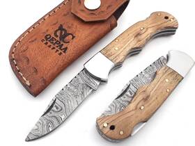 Qepaa Crafts 769947495934 6.5 Inch Handmade Damascus Pocket Knife-pocket Knife For Men Folding With S