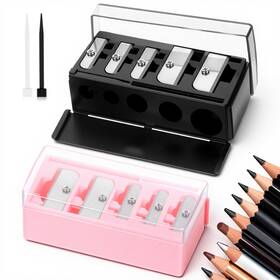 5392ycyi6035 Qulkws 2 Pack 5 Hole Cosmetic Long Point Pencil Sharpener Eye Black Pink