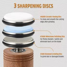 Razorri 816618024730 New Rolling Knife Sharpener Kit 3 Different Grit Stones Discs