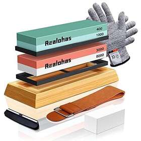 Realohas 749782616473 Whetstone Knife Sharpening Stone Kit - Professional Sharpener Set