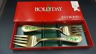 Retroneu Hollyday Christmas Gold Electroplated Hostess Serving Forks