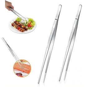 Riavzau 035003017022 2pcs Stainless Steel Kitchen Tweezers 12-inch Culinary Fine Tweezer Tongs Fo