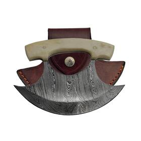 Dm1111bo Rite Edge Sanz Damascus Ulu Hunting Knife 5.5 Inch - Skinner With Bone Handle Da Dm1111bo Rite Edge Sanz Damascus Ulu Hunting Knife 5.5 Inch - Skinner With Bone Handle Da