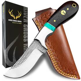 Rck-hk-1010 River Cross Knives Handmade Damascus Steel Bull Cutter Knife Full Tang Fixed Blade Cowboy K