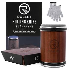 Rollet 798239412762 Rolling Knife Sharpener Kit With Cut Resistant Gloves Roller