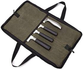 Rb-20200106-green Ruibo Chefs Knife Roll Bag Waxed Canvas Carrying Case With Durable Ha