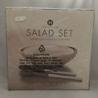 Salad Hotel Collection Stainless Steel And Wood Bowl 2 Servers Brand New 733003528669