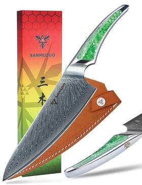 Sanmuzuo Las9-csd 8 Inch Chef Knife Japanese Vg-10 Damascus Steel Kitchen Ultra Sharp C
