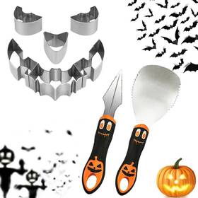 Sannka 792119179691 8 Pcs Pumpkin Carving Kit 6 Stainless Steel Stencils With 2