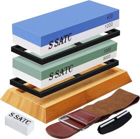 231568 Satc Knife Sharpening Stone Set Pro Whetstone 4 Side Grit 400/1000 3000/8000