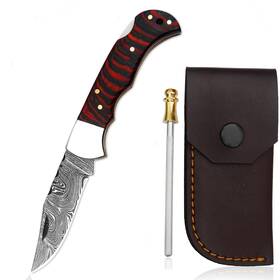 Sc Knife Sc-119 Handmade Damascus Steel Folding Pocket With Blue Wooden Handle And Bra