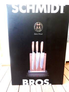 Schmidt Bros 852299008256 New Brothers No 19 Zebra Wood 7 Piece Set With Knife Block