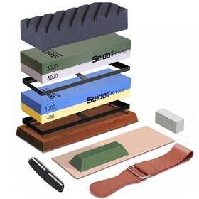 Seido Knives 573180964201 Professional Whetstone Set Knife Sharpening Stone Kit Dual Grit