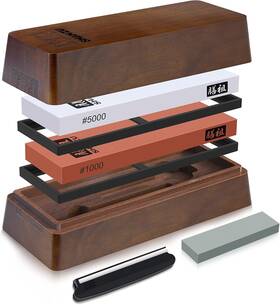 B08d9l6j4f Shan Zu 2 Pcs Knife Sharpener Stone Set With Storage Box Whetstone Grit 1000/500
