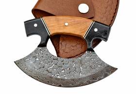 Silver Edge Knives 753386444721 Damascus Steel Ulu Knife With Sheath Handmade Pizza Cutter Alaska U