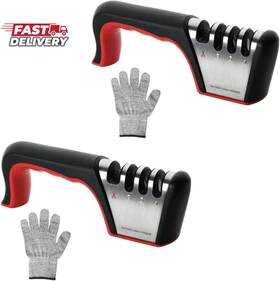 Simple Deluxe 313029920908 2 Pack 4-in-1 Kitchen Knife Sharpener 4 Stage Acc