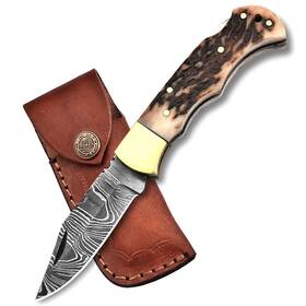 Skokie Knives Ltd 688099409340 Handmade Damascus Folding Knife 7.5 Inch Edc Pocket With