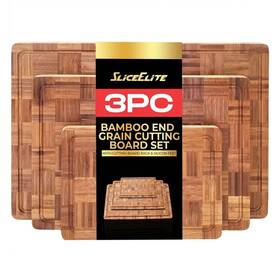 Sliceelite 669936078257 Extra Large Bamboo Cutting Board Set 3 Piece End Grain Wooden Chop
