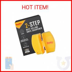 Smiths 445024634696 Ccks 2-step Knife Sharpener - Yellow Preset Coarse And Fine Slots