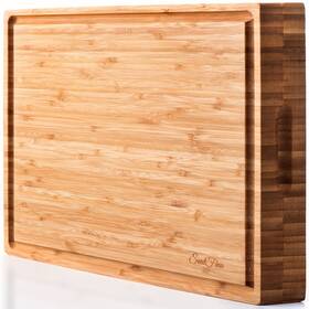 Soulfino 611553963515 Extra Large Organic Bamboo Cutting Board And Thick Butcher Block With Juice Groove