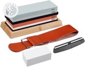 Souped Up Recipes 705353755194 Knife Sharpening Stone Set Dual Grit Whetstone 400/1000 3000/8000 With Nonslip B