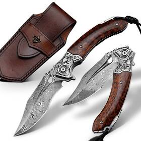 Sd-smzy2-tp Spirit Deed Japanese Vg 10 Damascus Steel Folding Knife Outdoor Wilderness Survival Pock