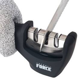 Ks03 Steel Force 721246669034 4-in-1 Knife Sharpener With Cut-resistant Glove Black