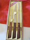 1fork Steel Rosewood Carving Iob Stainless Set Chef Handles 2 Vtg Knives