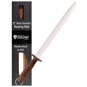 Steelport 198168626610 12 Inch Oval Ceramic Honing Rod Premium Edge Maintenance Tool For