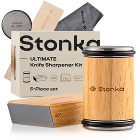 St-roak400 Stonka Oak Rolling Knife Sharpener Kit Dual-grit Diamond Wheels 400/1000