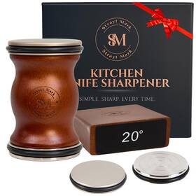 Strayt Mark 860012728312 Rolling Knife Sharpener Kit Premium Walnut Wood Kitchen For