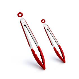 Gjj-6 Strendier Kitchen Tongs 2 Pcs For Cooking 9 Inch 12 Red Silicone Sta
