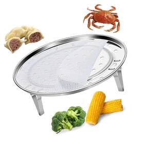 Me-2024-2 Strendier Round Steamer Rack 1pcs With Silicone Liners Stainless Steel Food Ba